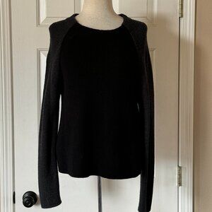 Eileen Fisher Crewneck Shaker Knit 100% Merino Wool Two-Toned Sweater Black Gray